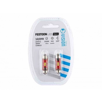 Żarówka VISION Festoon SV8.5 39mm 12/24V 1x 1860 SMD LED, nonpolar, CANBUS, biała, 2 szt.