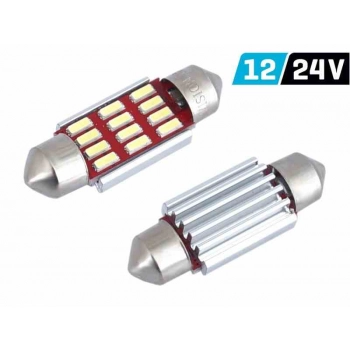 Żarówka VISION Festoon SV8.5 36mm 12/24V 12x 4014 SMD LED, CANBUS, biała, 2 szt.