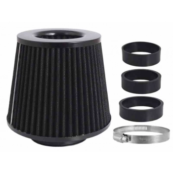 Filtr powietrza stożkowy 155x130x120 mm, czarny, adaptery: 60, 63, 70 mm