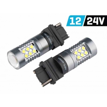 Żarówka VISION P27W (T25) 12/24V 24x 3030 SMD LED, nonpolar, CANBUS, biała, 2 szt.