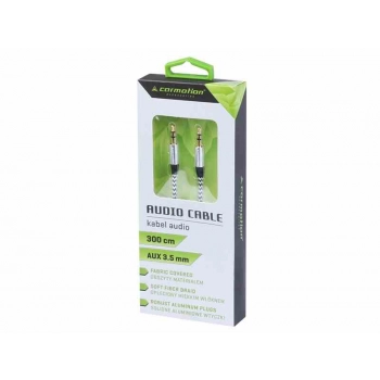 Kabel audio 300 cm, w oplocie z mikrofibry, jack > jack (AUX 3.5mm)