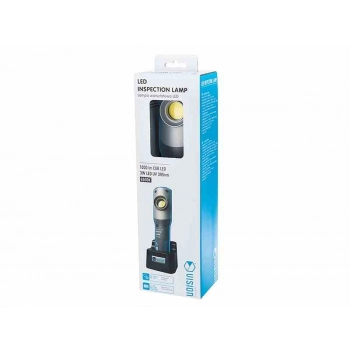 Lampa warsztatowa 10W COB LED 1000 lm + 3W LED UV 395 nm, akumulatorowa, IK08, IP54, z zaczepem i magnesem