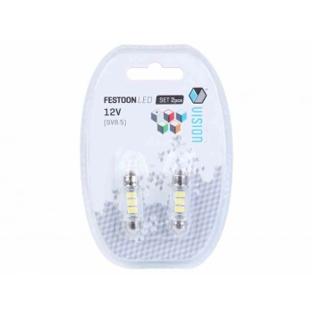 Żarówka VISION Festoon SV8.5 36mm 12V 6x 2835 SMD LED, biała, 2 szt.
