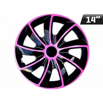 Kołpaki QUAD BICOLOR pink - black 14", 4 szt.