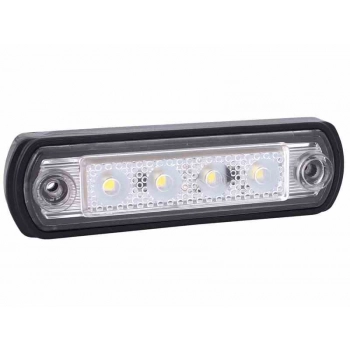 Lampa obrysowa diodowa 12/24V, na podstawie gumowej, na rurę, biała