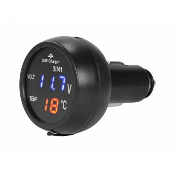 Ładowarka USB 2.1A z woltomierzemi termometrem