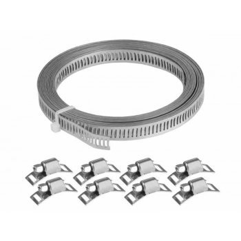 Zestaw do robienia opasek zaciskowych: taśma 8mm x 3m + 8 zacisków ślimakowych