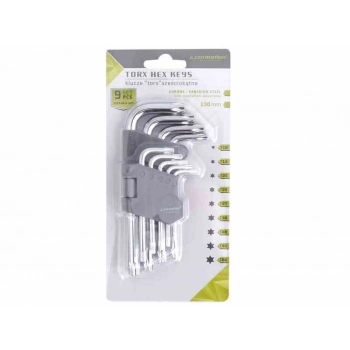 Klucze trzpieniowe 130 mm do śrub TORX, T10-T50, 9 szt.
