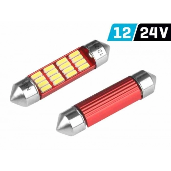 Żarówka VISION Festoon SV8.5 39mm 12/24V 12x 4014 SMD LED, nonpolar, CANBUS, biała, 2 szt.