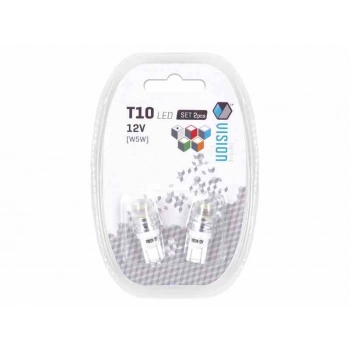 Żarówka VISION W5W (T10) 12V 1x HP LED, wklęsła soczewka, biała, 2 szt.