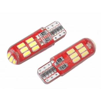 Żarówka VISION W5W (T10) 12V 15x 3014 SMD LED, CANBUS, silikonowa oprawka, biała, 2 szt.