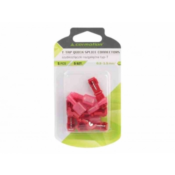 Szybkozłączki rozgałęźne typ-T, czerwone 0.5-1.5 mm kw, 22-18 AWG, 15A max, 5 szt.