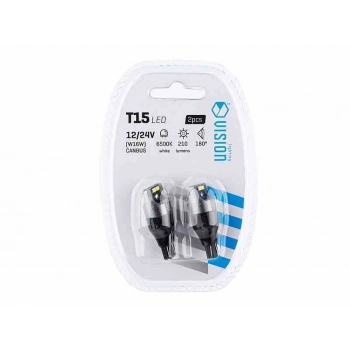 Żarówka VISION W16W (T15) 12/24V 4x 3020 SMD LED, nonpolar, CANBUS, biała, 2 szt.