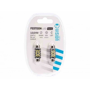 Żarówka VISION Festoon SV8.5 36 mm 12/24V 12x 2016 SMD LED, CANBUS, biała, 2 szt.