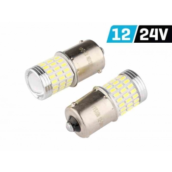 Żarówka VISION R5W/R10W BA15s 12/24V 54x 3014 SMD + 3x 3030 SMD LED, nonpolar, CANBUS, biała, 2 szt.