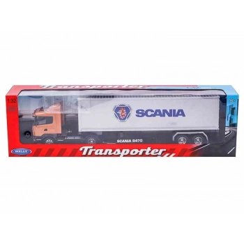 Model 1:32, SCANIA R470, ciągnik pomarańczowy - naczepa srebrna