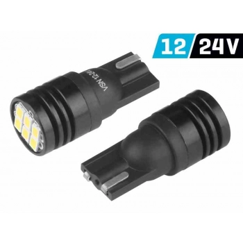 Żarówka VISION W5W (T10) 12/24V 6x 3020 SMD Ultra Bright LED, nonpolar, biała, 2 szt.
