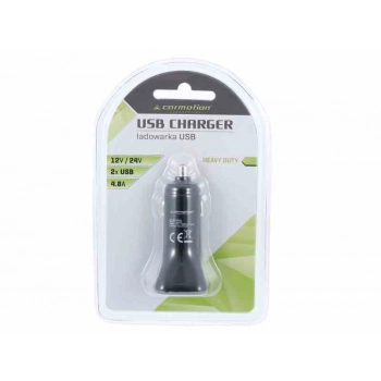 Ładowarka 2x USB, 4.8A, do gniazda zapalniczki 12/24V