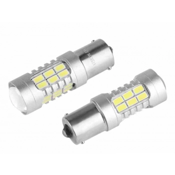 Żarówka VISION P21W BA15s 12/24V 27x 5730 SMD LED, z soczewką, CANBUS, biała, 2 szt