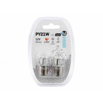 Żarówka VISION PY21W BA15s 12V 8x 5050 SMD LED, pomarańczowa, 2 szt.