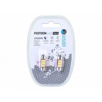 Żarówka VISION Festoon SV8.5 31mm 12/24V 12x 4014 SMD LED, nonpolar, CANBUS, biała, 2 szt.