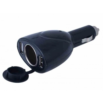 Ładowarka/adapter do zapalniczki 12/24V 2x USB 1000 mA + gniazdo EURO