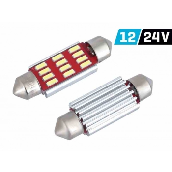 Żarówka VISION Festoon SV8.5 39mm 12/24V 12x 4014 SMD LED, CANBUS, biała, 2 szt.