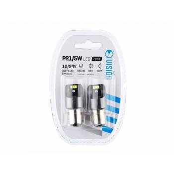 Żarówka VISION P21/5W BAY15d 12/24V 6x 3020 SMD LED, nonpolar, CANBUS, biała, 2 szt.