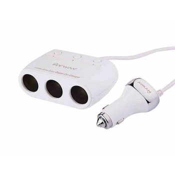 Rozgałęziacz zapalniczki 12/24V potrójny z włącznikami + 2x USB QC3.0 + 2x USB 3.6A, kabel 120 cm