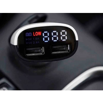 Ładowarka 2x USB 3.4A max + woltomierz 8-30V z alarmem niskiego napięcia