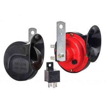 Klakson 12V, 115 dB, dwutonowy,ślimakowy, z przekaźnikiem, 2 szt.