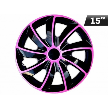 Kołpaki QUAD BICOLOR pink - black 15", 4 szt.