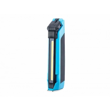 Lampa warsztatowa łamana 5W 500 lm COB LED + 2W 150 lm LED, akumulatorowa, IK07, z zaczepem i magnesem