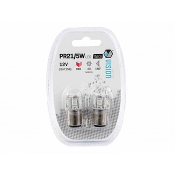 Żarówka VISION PR21/5W BAY15d 12V 8x 5050 SMD LED, czerwona, 2 szt.