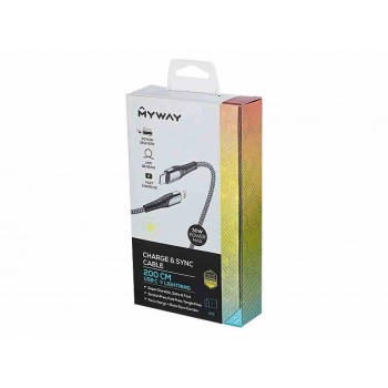 Kabel do ładowania i synchronizacji, w oplocie z mikrofibry, 200 cm, USB-C > Lightning, max 30W
