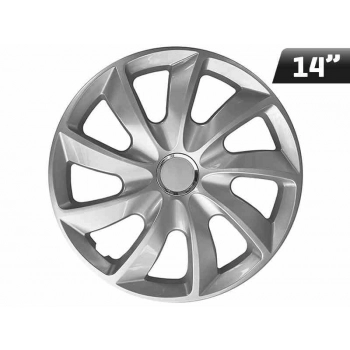 Kołpaki STIG silver laquered + ring 14", 4 szt.
