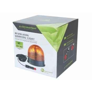 Lampa ostrzegawcza z napędem ślimakowym, z H1 12V i 24V, pomarańczowa, E8 ECE R65