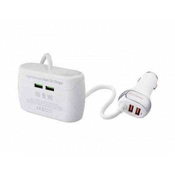 Rozgałęziacz zapalniczki 12/24V potrójny z włącznikami + 2x USB QC3.0 + 2x USB 3.6A, kabel 120 cm