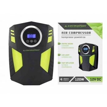 Kompresor powietrza DC 12V, 150 PSI, automatyczny z cyfrowym ciśnieniomierzem, 4 adaptery