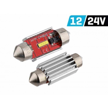 Żarówka VISION Festoon SV8.5 36mm 12/24V 1x 1860 SMD LED, nonpolar, CANBUS, biała, 2 szt.