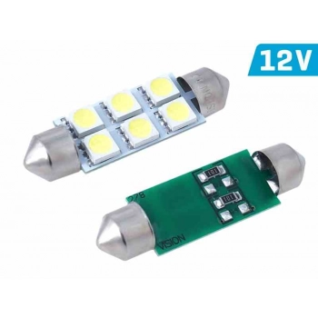 Żarówka VISION Festoon SV8.5 41mm 12V 6x 5050 SMD LED, biała, 2 szt.