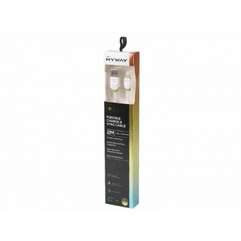 Kabel do ładowania i synchronizacji, silikonowy płaski, 200 cm, USB > Lightning