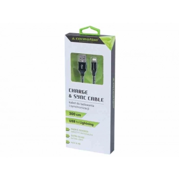 Kabel do ładowania i synchronizacji, 300 cm, w oplocie z mikrofibry, USB > Lightning