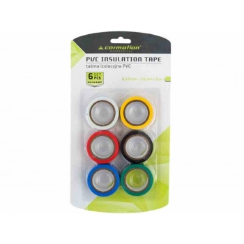Taśmy izolacyjne PVC 0,13 mm x 15 mm x 5 m, kolorowe, 6 szt.