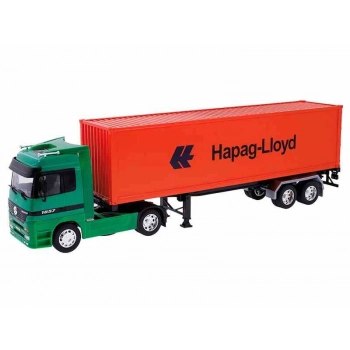 Model 1:32, Mercedes-Benz Actros z kontenerem, ciągnik zielony - naczepa pomarańczowa(C12281MBAZP)