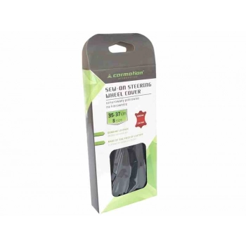 Pokrowiec na kierownicę sznurowany 35-37 cm, z 1 odcinka skóry naturalnej, czarny