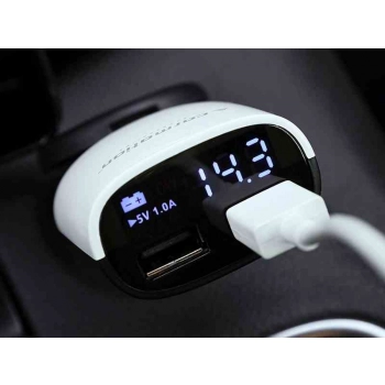 Ładowarka 2x USB 3.4A max + woltomierz 8-30V z alarmem niskiego napięcia