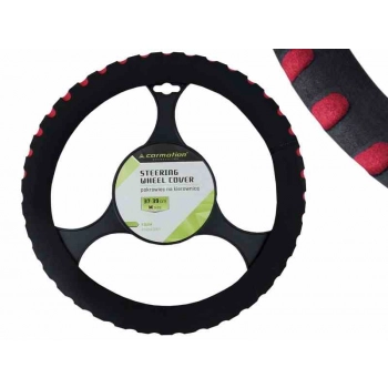 Pokrowiec na kierownicę piankowy 37-39cm "M", czarny/czerwony