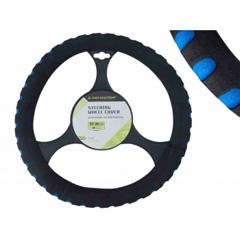 Pokrowiec na kierownicę piankowy 37-39cm "M", czarny/niebieski