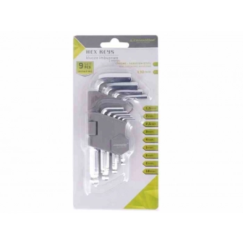 Klucze imbusowe kuliste, 130 mm, rozmiary 1,5 - 10 mm, 9 szt.